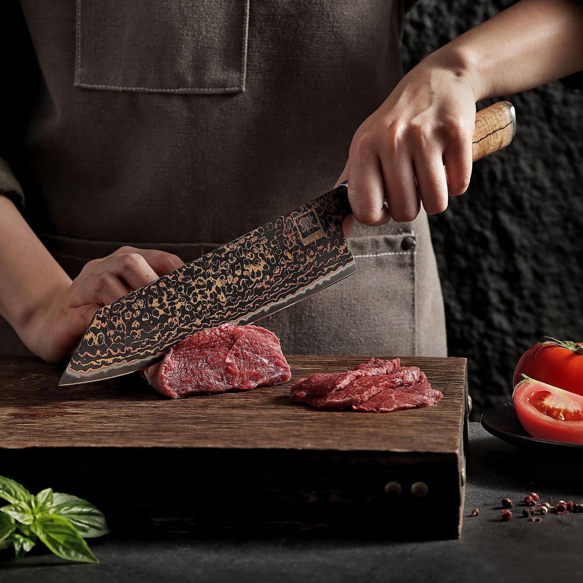 KIRITSUKE Messer BlackMagma Damast - Schwarz, Metall (35cm) - Zayiko