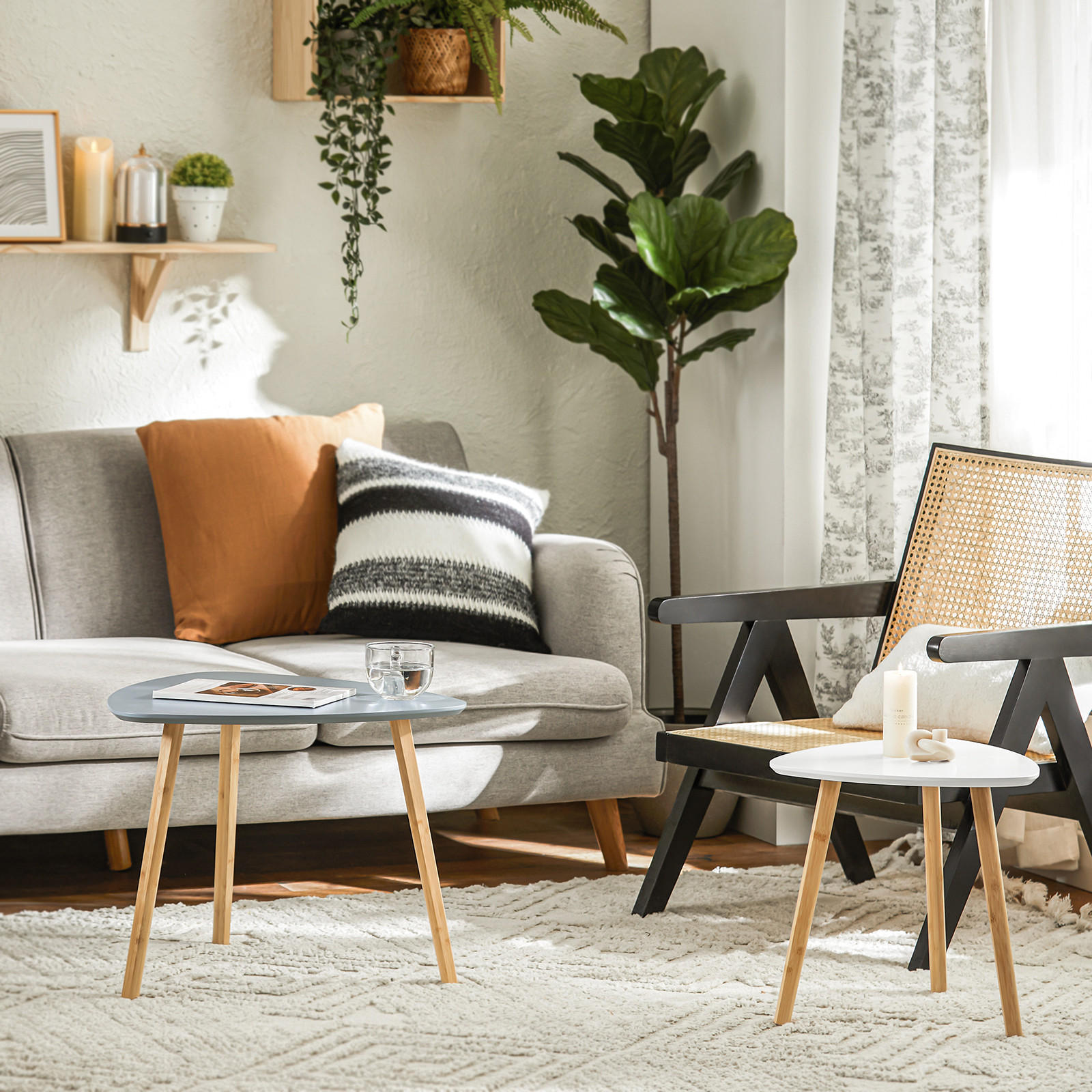Thumbnail - SoBuy Beistelltisch, Grau, Weiß, Holzwerkstoff, Holz, 55x45x52 cm, Wohnzimmer, Wohnzimmertische, Beistelltische
