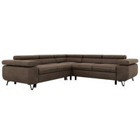 ECKSOFA QUADRO L - Braun Velvet - Rechts Seite - Schwarz/Braun, Textil/Metall (269/269cm) - MKS