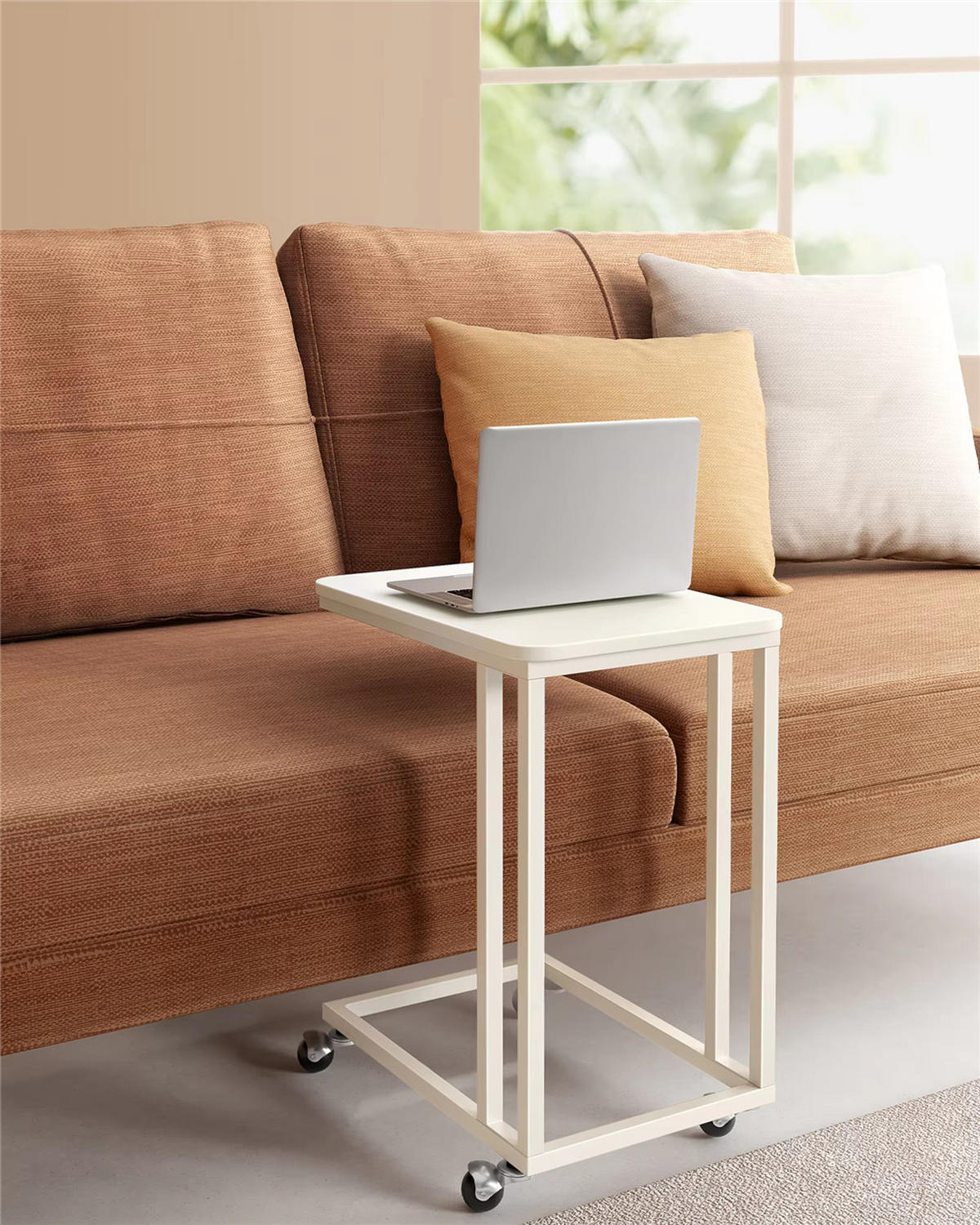 BEISTELLTISCH 50/56/35 cm mit Rollen mobil Weiß - Weiß, Metall (35/50/56cm) - Kaket