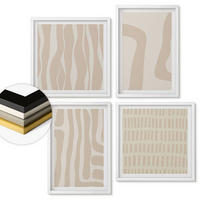 WANDBILDER 4er-Set - 50x50 cm & 40x60 cm Weißer Rahmen - Abstrakte Boho-Musterformen - Weiß, Kunststoff (50/50cm) - ArtPrintCave