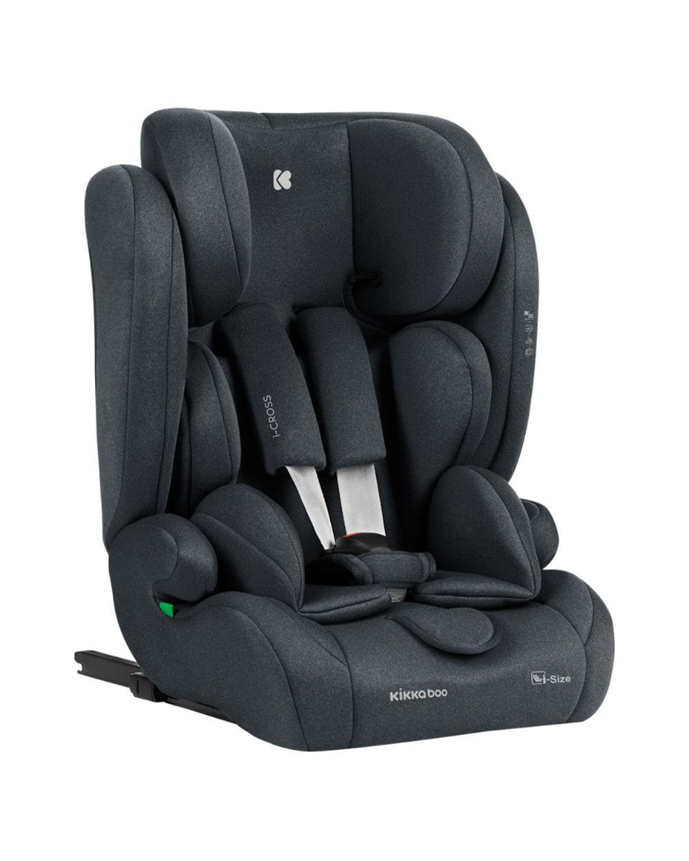 KINDERSITZ i-Cross i-Size dunkelgrau (76-150cm) Isofix Top Tether Kopfstütze Gurt - Dunkelgrau, Kunststoff (40/56/49cm) - Kikka boo