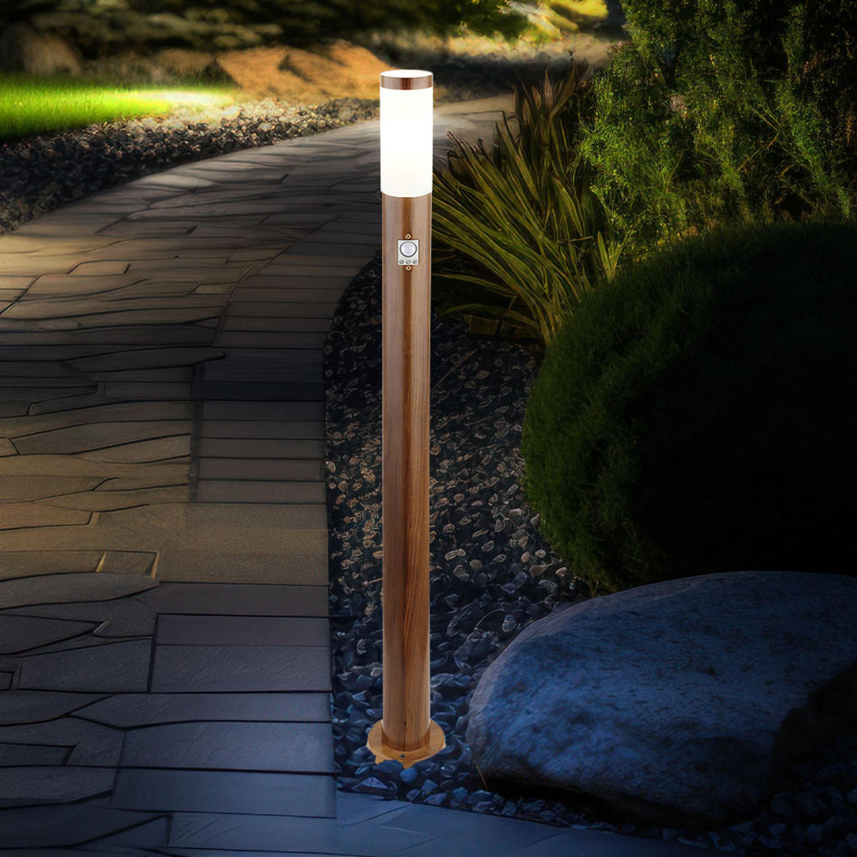 LED STEHLEUCHTE BOSTON Braun Holzoptik 2er Set - Braun, Metall (12.7/12.7/110cm) - Globo Lighting