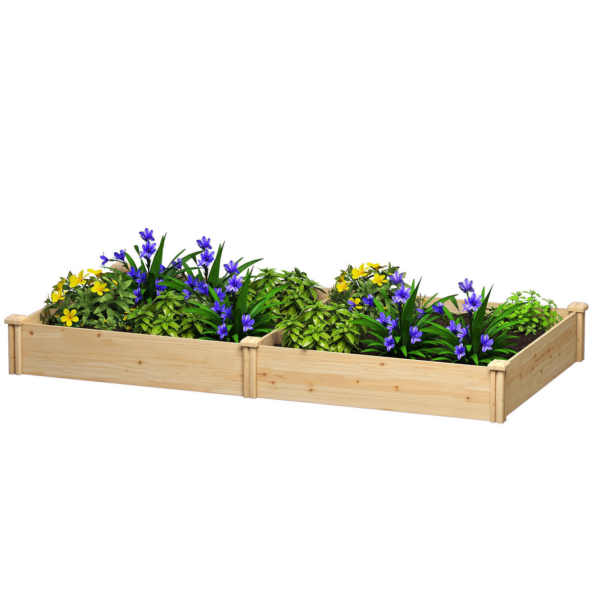 HOCHBEET DE-12249 mit Separator, 235/121/26 cm Natur - Naturfarben, Holz (235/26/121cm) - ComfortXL