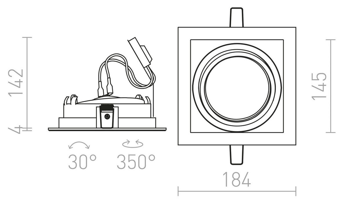 EINBAULEUCHTE GRANADA SQ Weiß 15 W - Weiß, Metall (185/185/18cm) - Rendl
