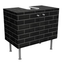 WASCHBECKENUNTERSCHRANK Keramikfliesen Schwarz 60/55/35 cm - Schwarz, Holzwerkstoff (60/55/35cm) - Bilderwelten