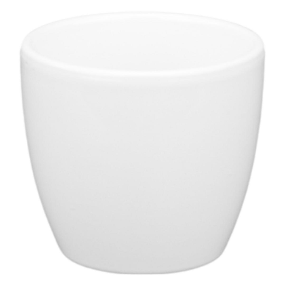 BLUMENTOPF Sylt Keramik Ø 8 cm Höhe 6 cm rund Weiß glänzend - Weiß, Keramik (8/6cm) - LENI