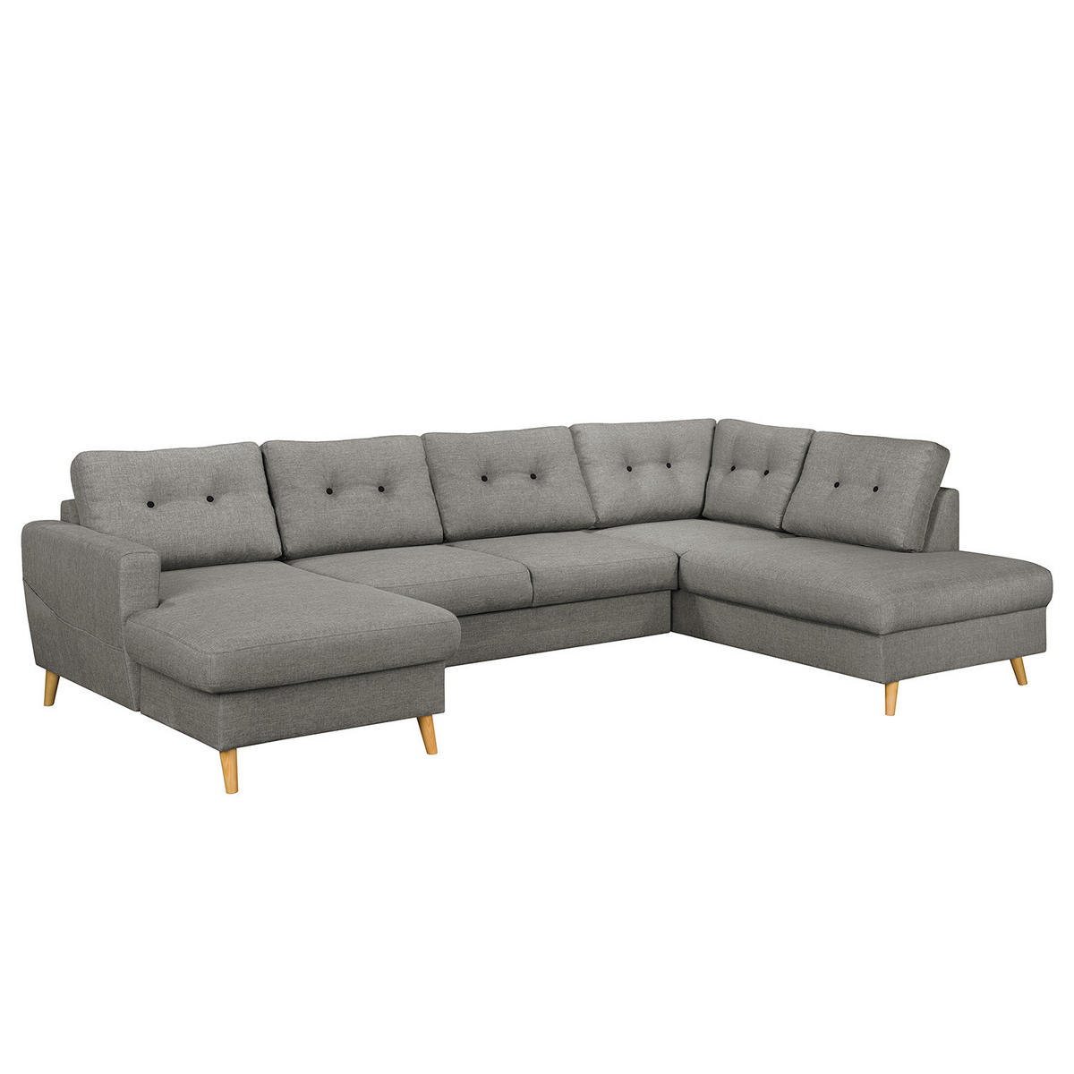 WOHNLANDSCHAFT mit Longchair - Grau, Textil (290/90/200cm) - home24