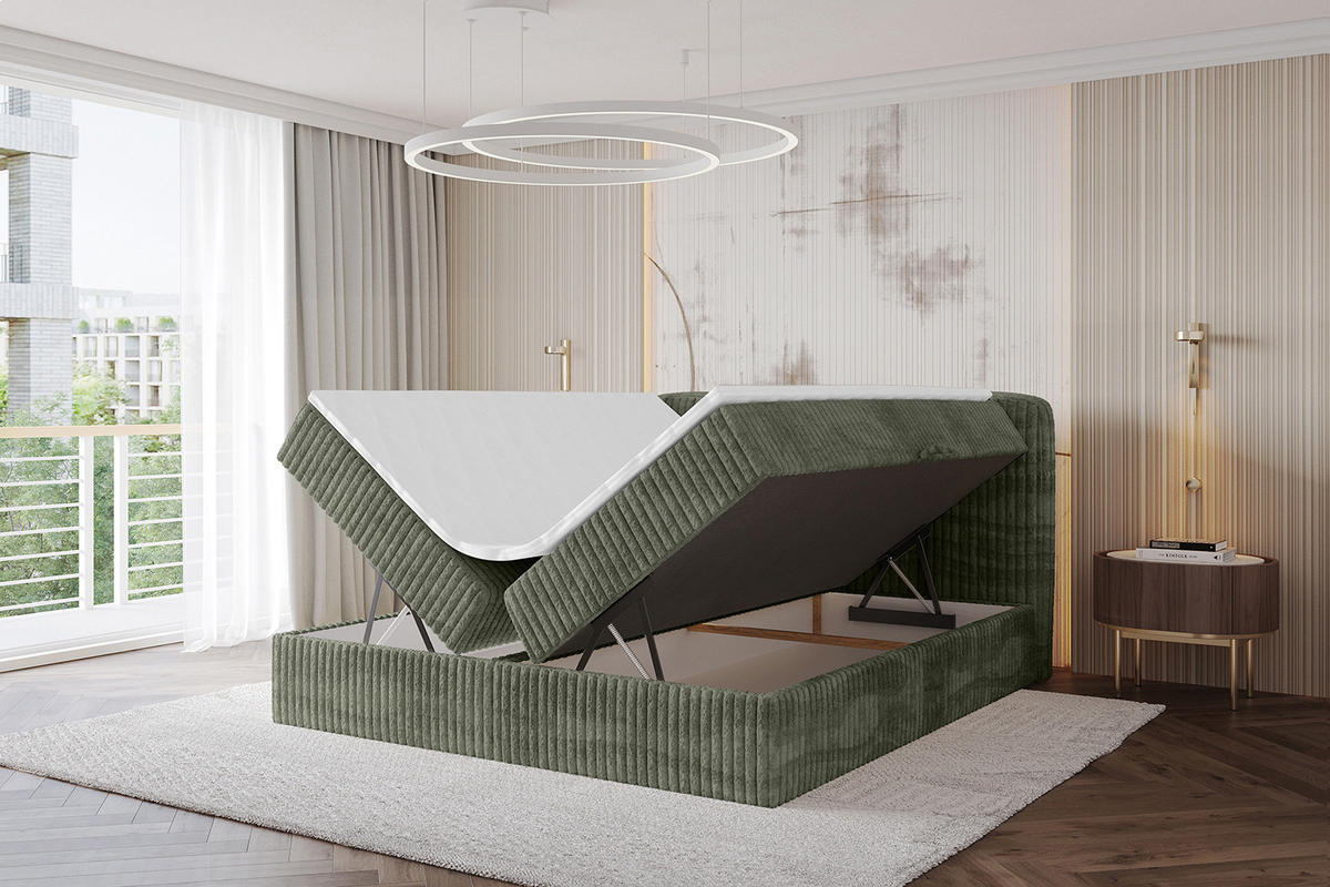 BOXBETT mit Matratze H4 - NINA - 160x200 cm - Olive - Olivgrün, Holzwerkstoff (160/200cm) - ALTDECOR