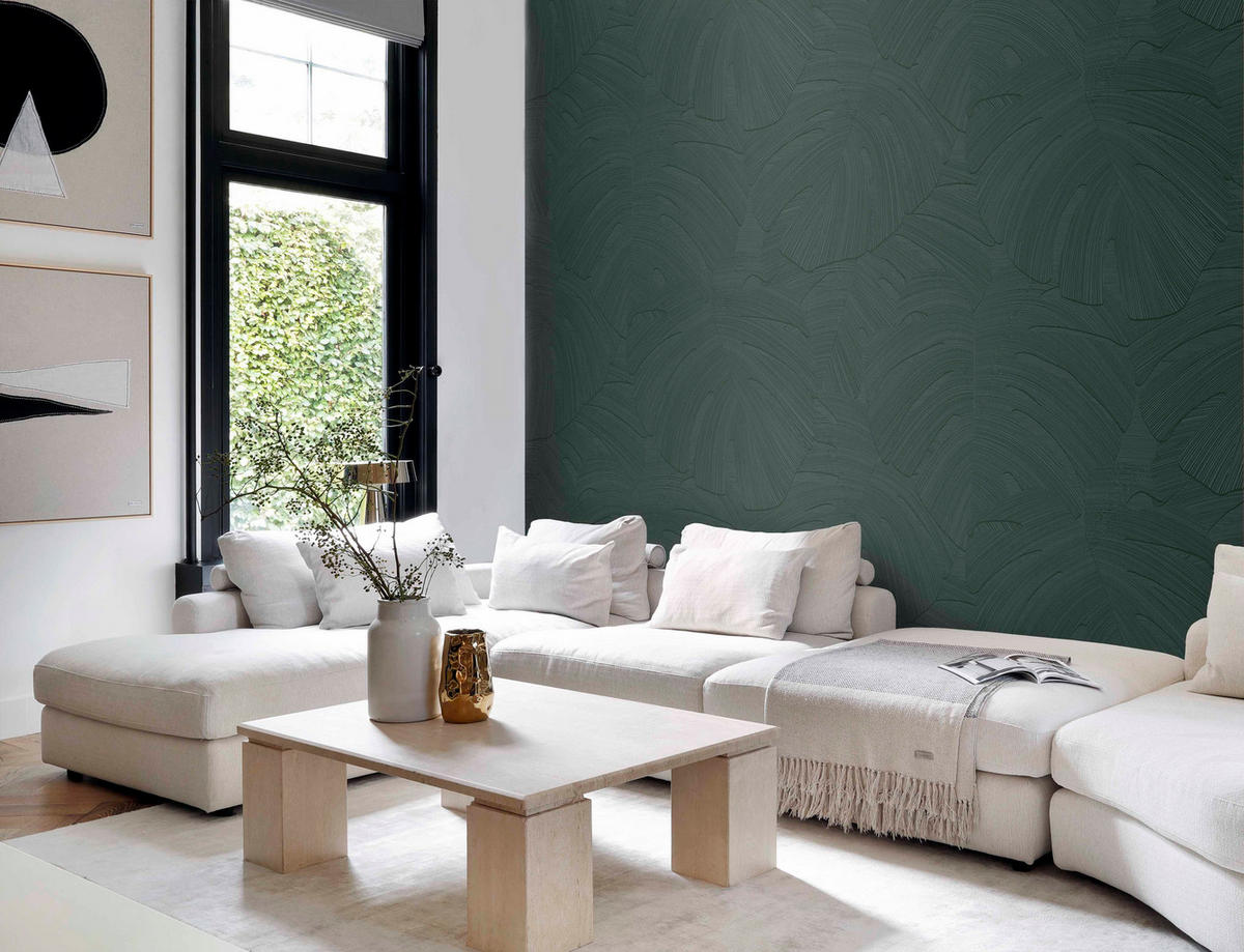 FOTOTAPETE tropische Blätter 300 x 279 cm - Grün, Papier (300/279cm) - Origin Wallcoverings