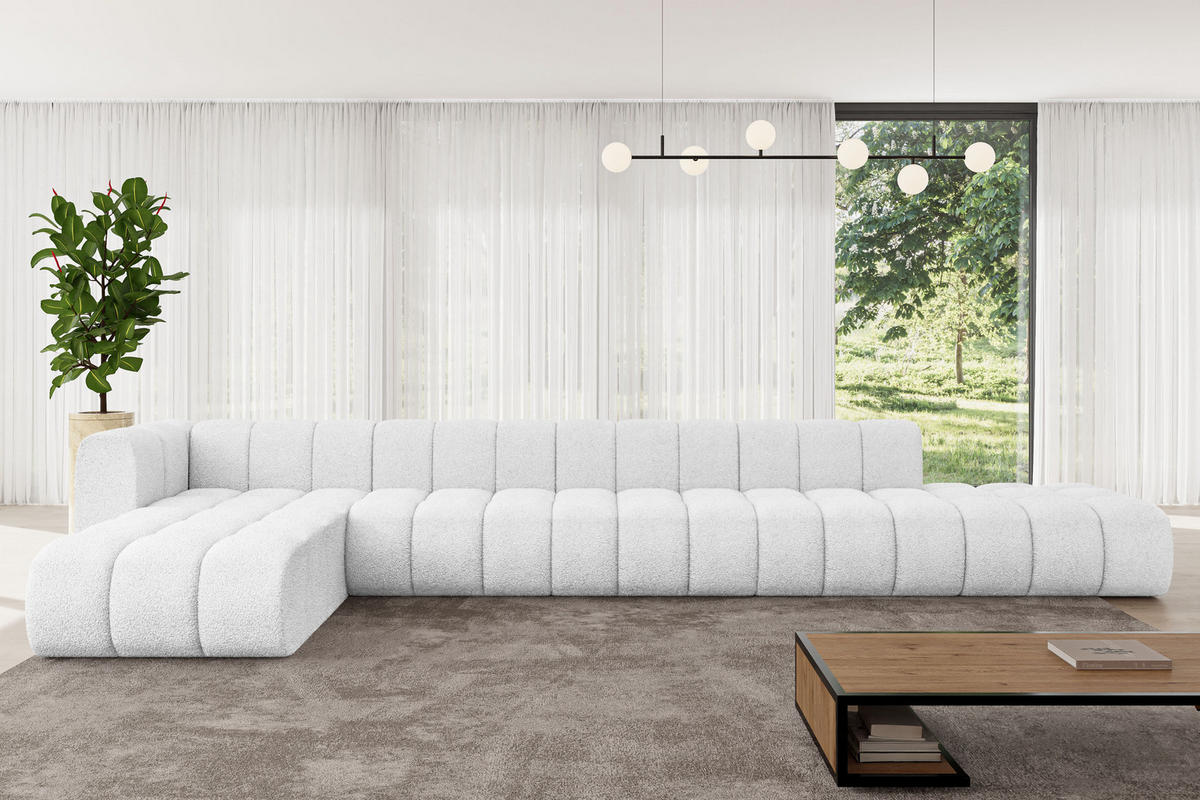ECKSOFA modulares Sofa Zuvon-L3 - 478x177x70 cm Weiß - Weiß, Holzwerkstoff/Textil (478/177cm) - ALTDECOR