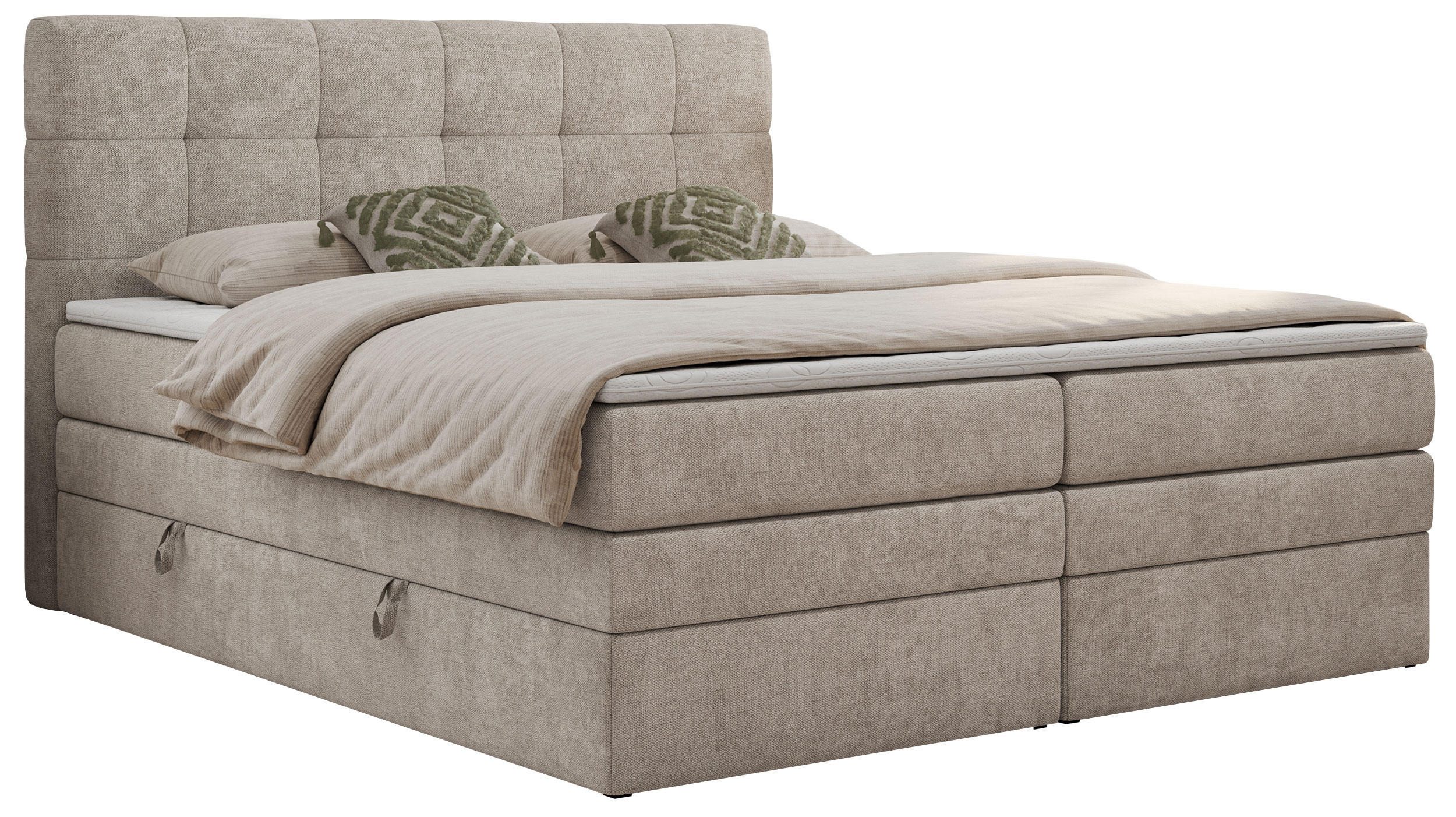 MKS POSTEL BOXSPRING LUKA KING 140/200 - Béžová Strukturovaná látka - H3