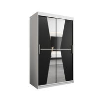 SCHWEBETÜRENSCHRANK 200/120/62 2-türig - Silberfarben/Schwarz, Holz/Kunststoff (120/200/62cm) - Abiks Möbel