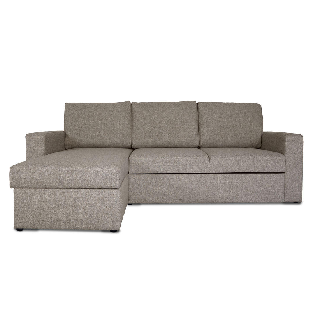 ECKSCHLAFSOFA grau sandfarben - Sandfarben, Textil (230/151cm) - ebuy24