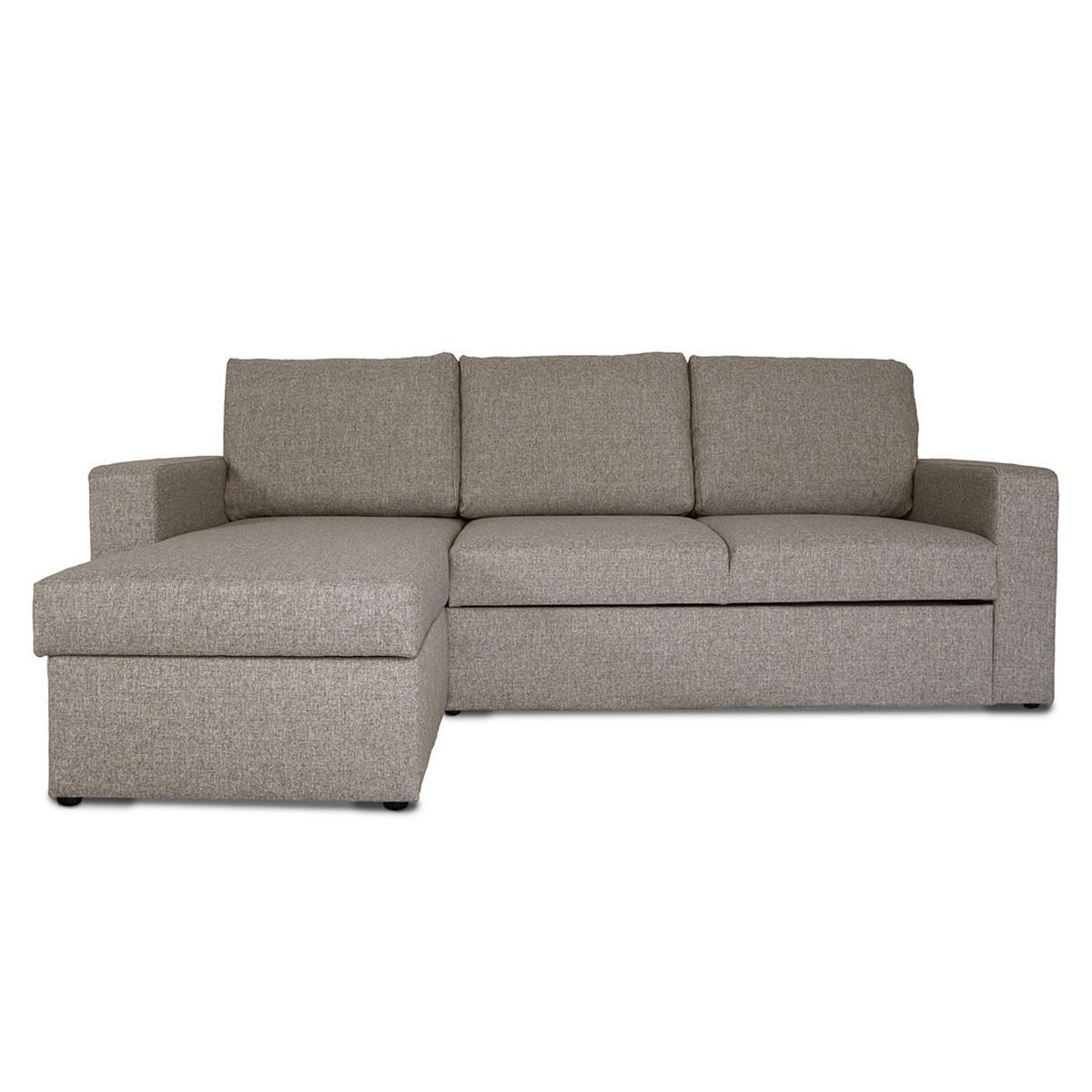 ECKSCHLAFSOFA grau sandfarben - Sandfarben, Textil (230/151cm) - ebuy24