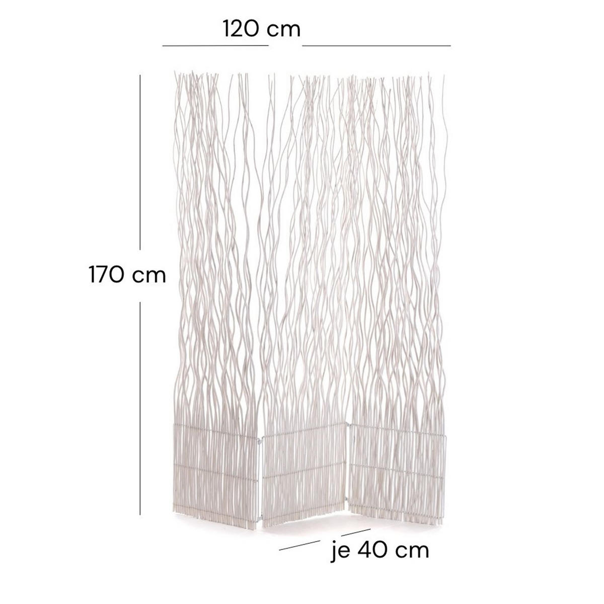 PARAVENT Wave 3 Weidenzweige weiß - Weiß, Naturmaterialien (120/170/6cm) - DESIGN DELIGHTS