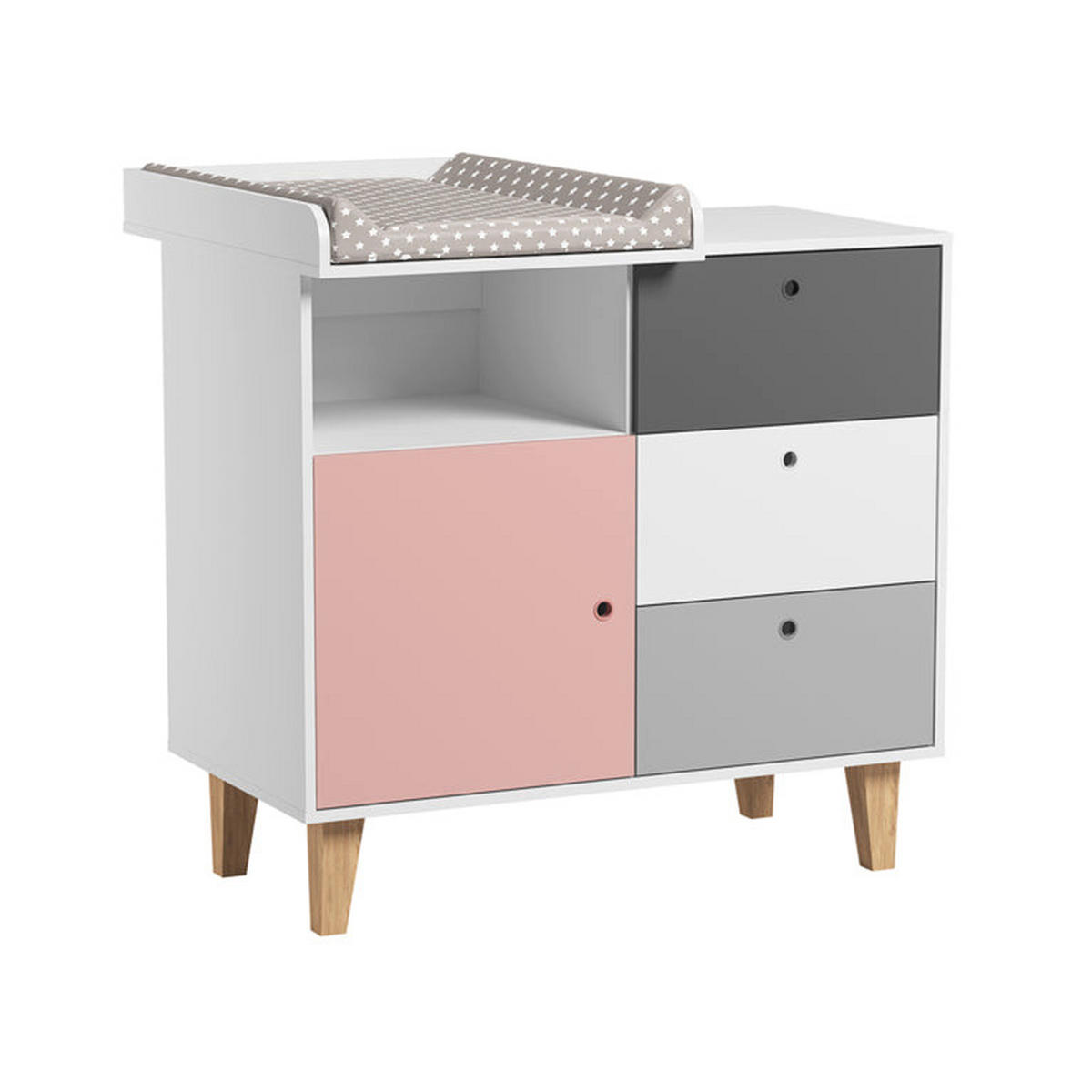 SOBA ZA BEBE 3-dijelni roza - pink, drvni materijal (144.5/97/75cm) - Petits-meubles