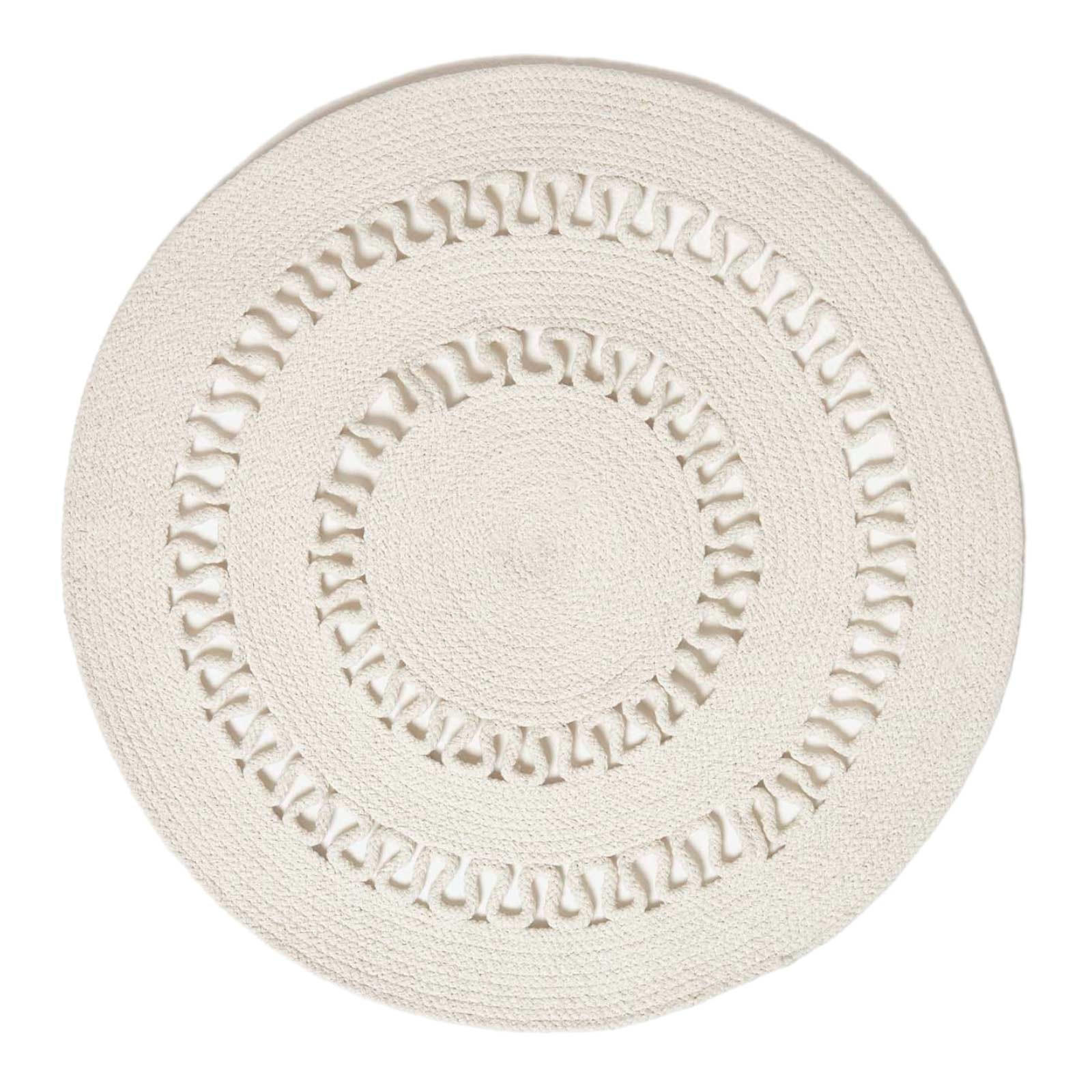 TEPPICH geflochten rund mit Häkel-Muster 90 cm - Creme, Textil (90/90cm) - Homescapes