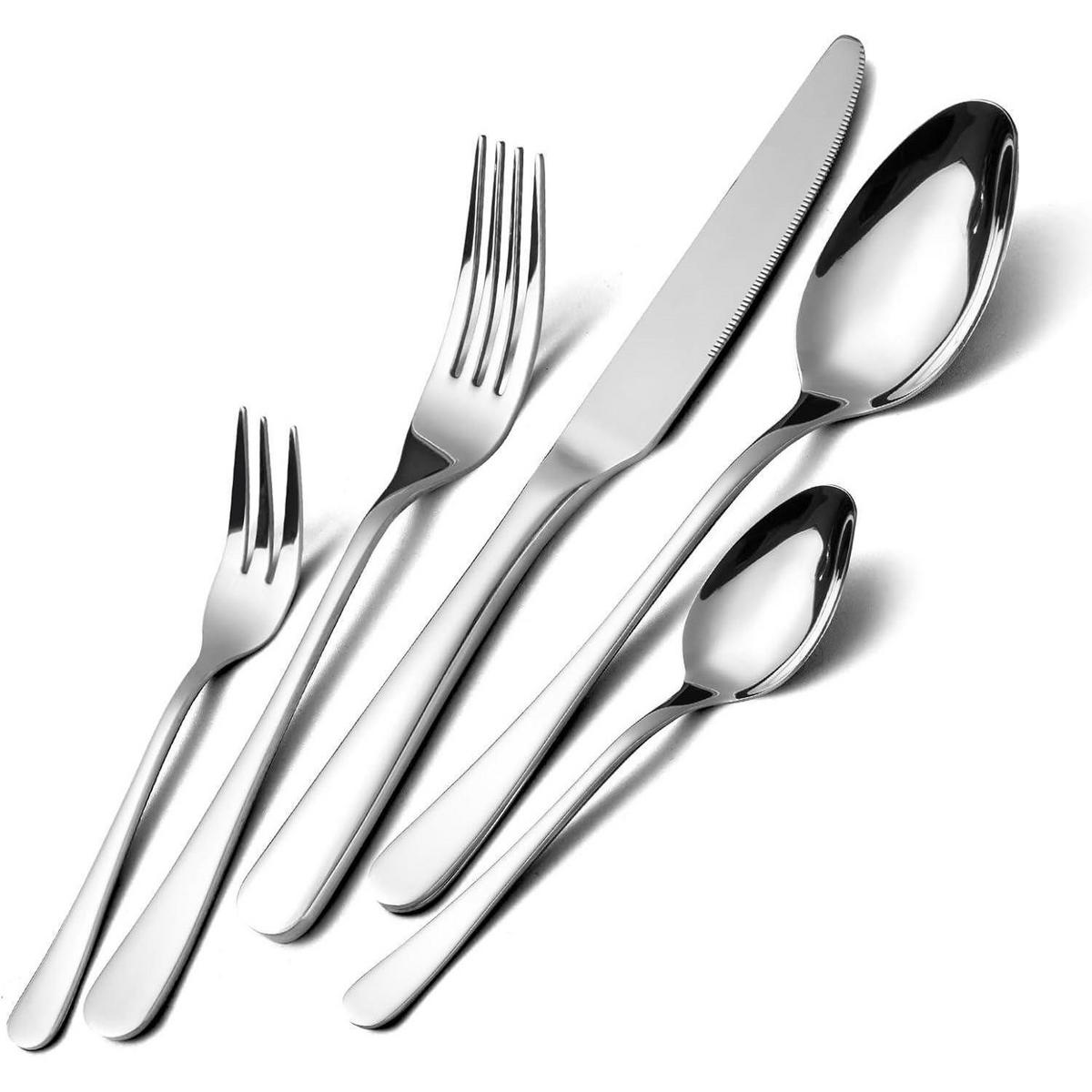 BESTECKSET 30-teilig Edelstahl Spiegelpoliert für 6 Personen - Silberfarben, Metall
