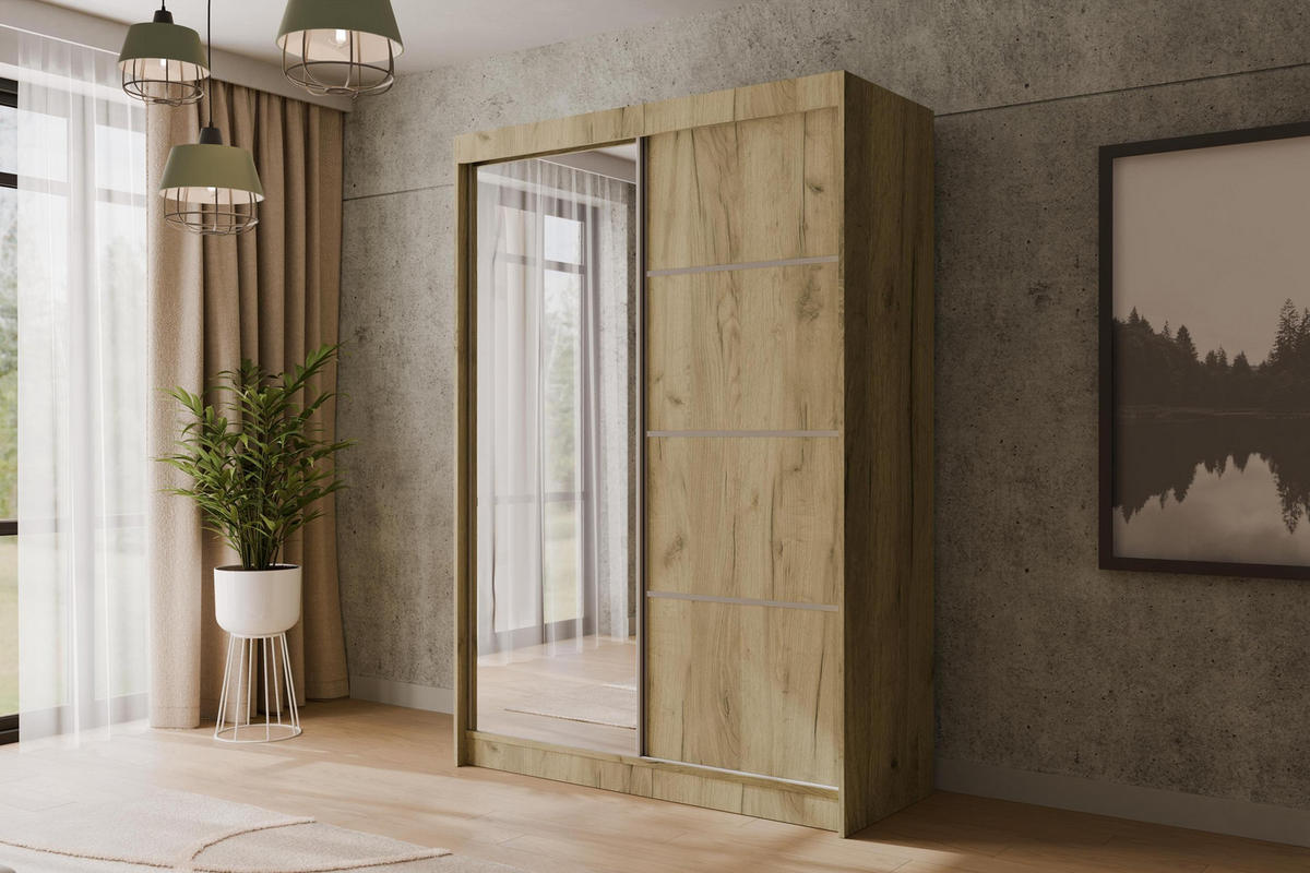 KLEIDERSCHRANK PAOKI - 120 cm - Braun - Braun, Holzwerkstoff (120/215/61cm) - ALTDECOR