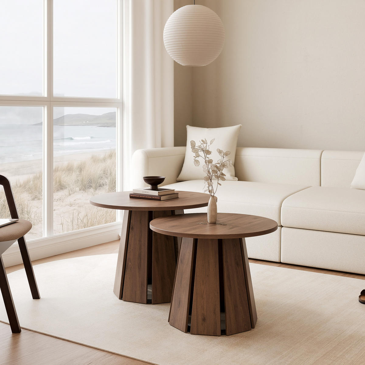 COUCHTISCH-SET VERDA, 2-teilig, Farbe Okapi Nuss, Ø 57/67 cm - Nussbaumfarben, Holz (67/67/57cm) - Idohome