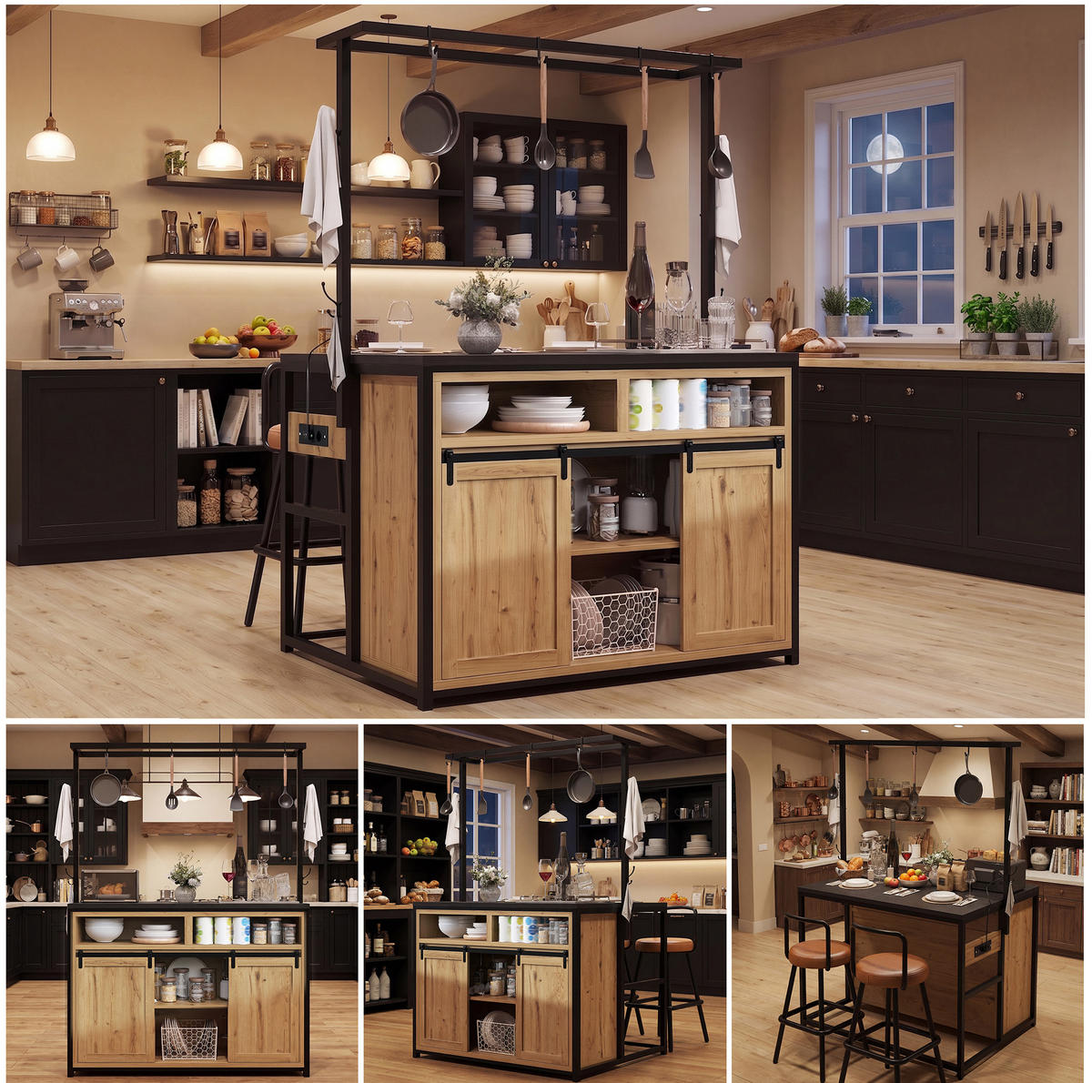 KÜCHENSCHRANK mit Arbeitsplatte 107 x 62 x 183 cm Holzoptik - Birnbaumfarben, Metall (62/183/107cm) - Beauniv