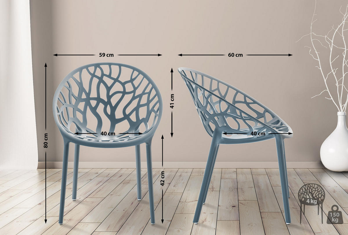 GARTENSTUHL Kunststoff Grau - Grau, Kunststoff (59/80/60cm) - CLP