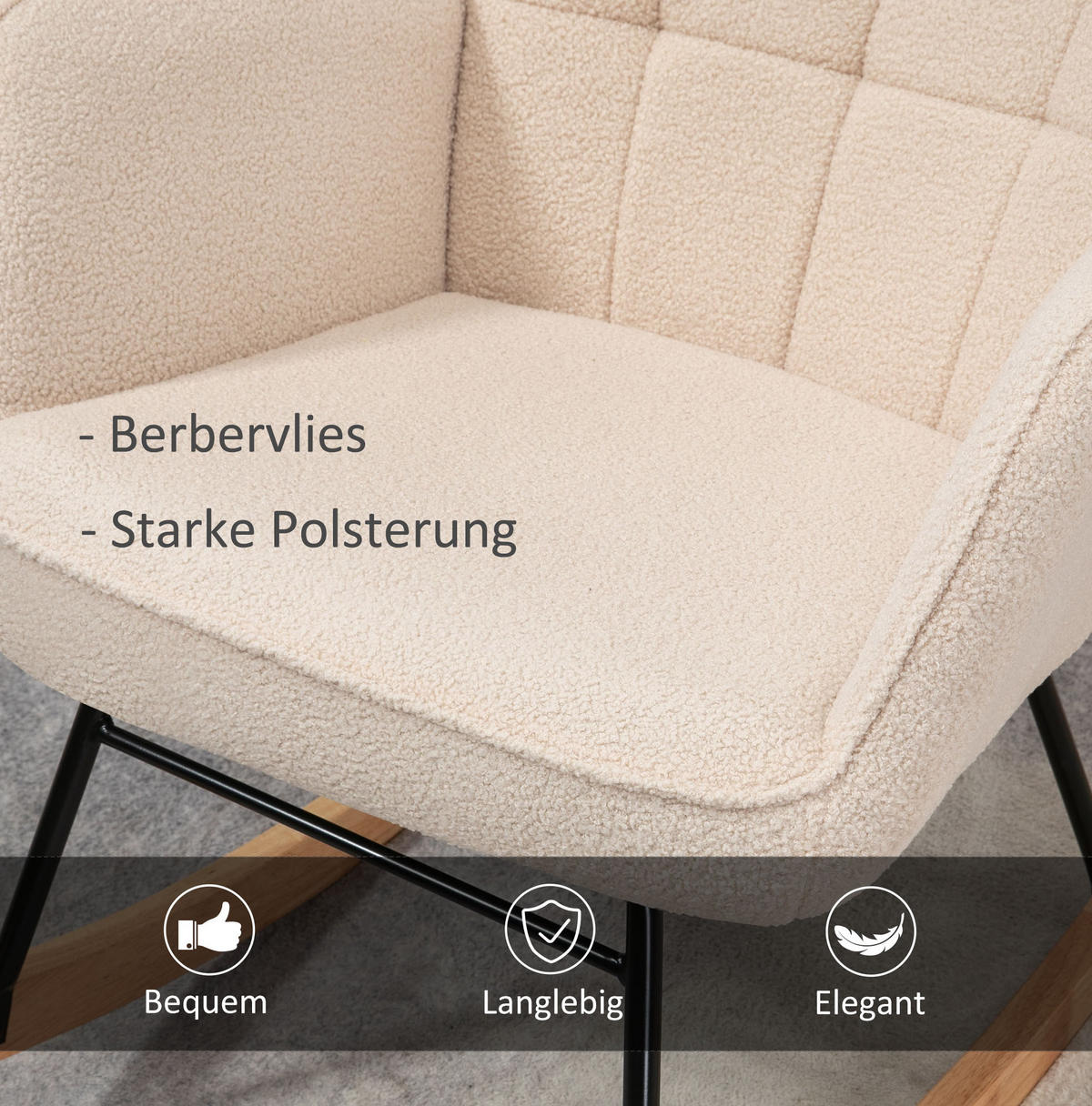 SCHAUKELSTUHL Polyester Berbervlies-Optik 71/98/101 cm Beige - Beige, Textil (98/101/71cm) - Redom