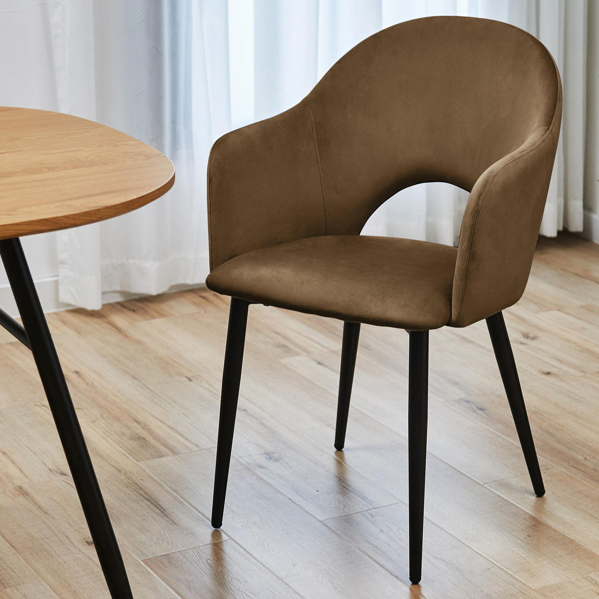 ESSZIMMERSTÜHLE HAILEY (2er Set) - Schwarz/Braun, Textil/Metall (54/83/53cm) - SVITA