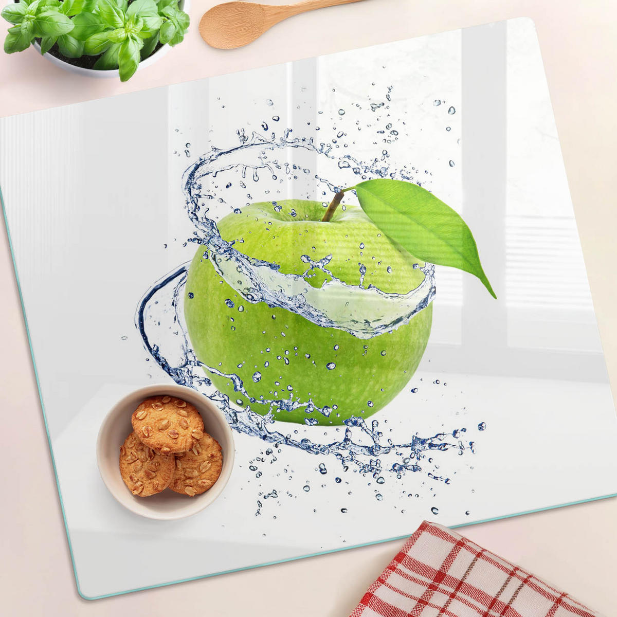 GLASPLATTE 60x52 cm Grüner Apfel - Grün, Glas (60/0.4/52cm) - TULUP