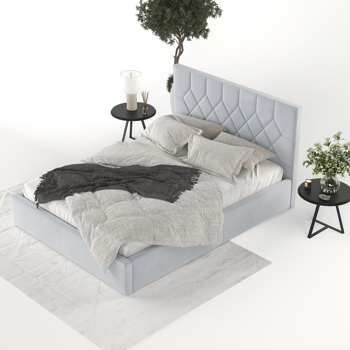 POLSTERBETT Brisa 140/200 cm Hellgrau im Paros Stoff - Hellgrau/Schwarz, Holz/Holzwerkstoff (140/200cm) - AltaBeds