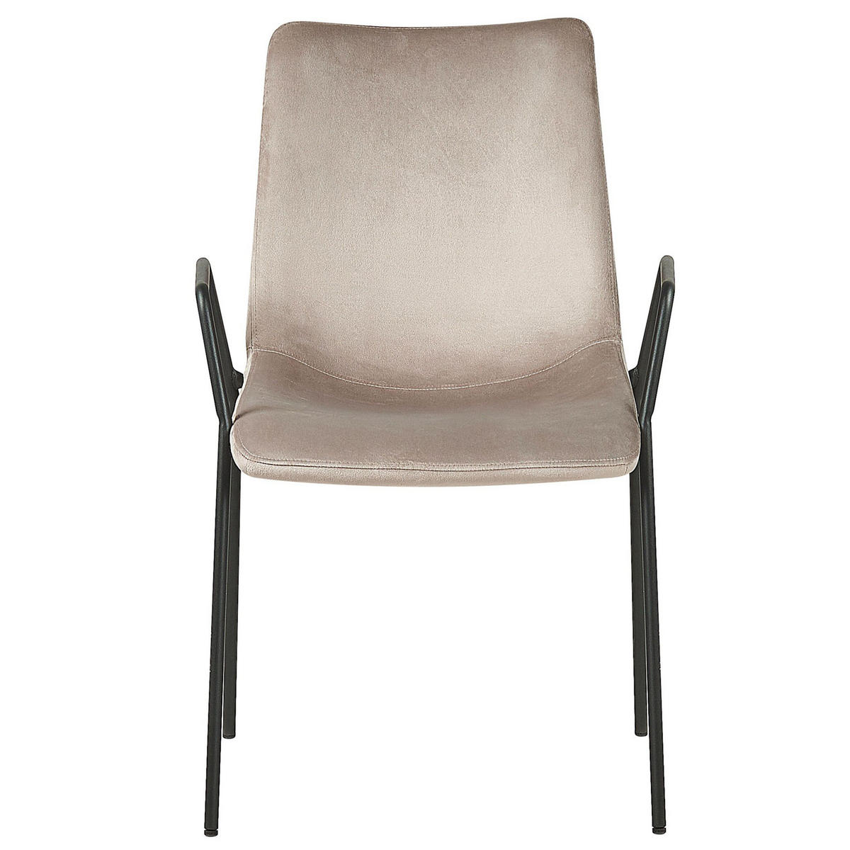 STUHL 2er-Set Samtstoff Beige Jefferson - Beige, Textil/Metall (57/87/60cm) - Beliani