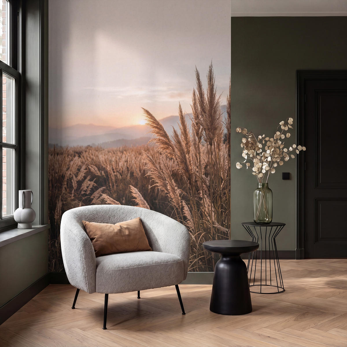 TAPETE - Gras - Feld - Sonne - Natur - 140x240 cm - Sandfarben, Papier (140/240cm) - OnlyWow
