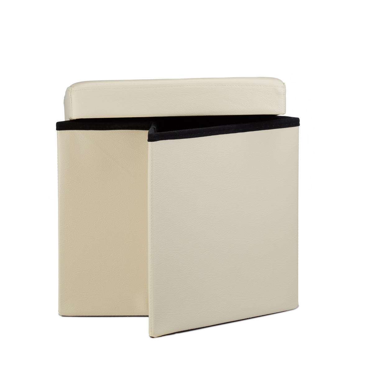 FALTBARER Sitzhocker - Creme, Holzwerkstoff/Kunststoff (38/38/38cm) - Relaxdays