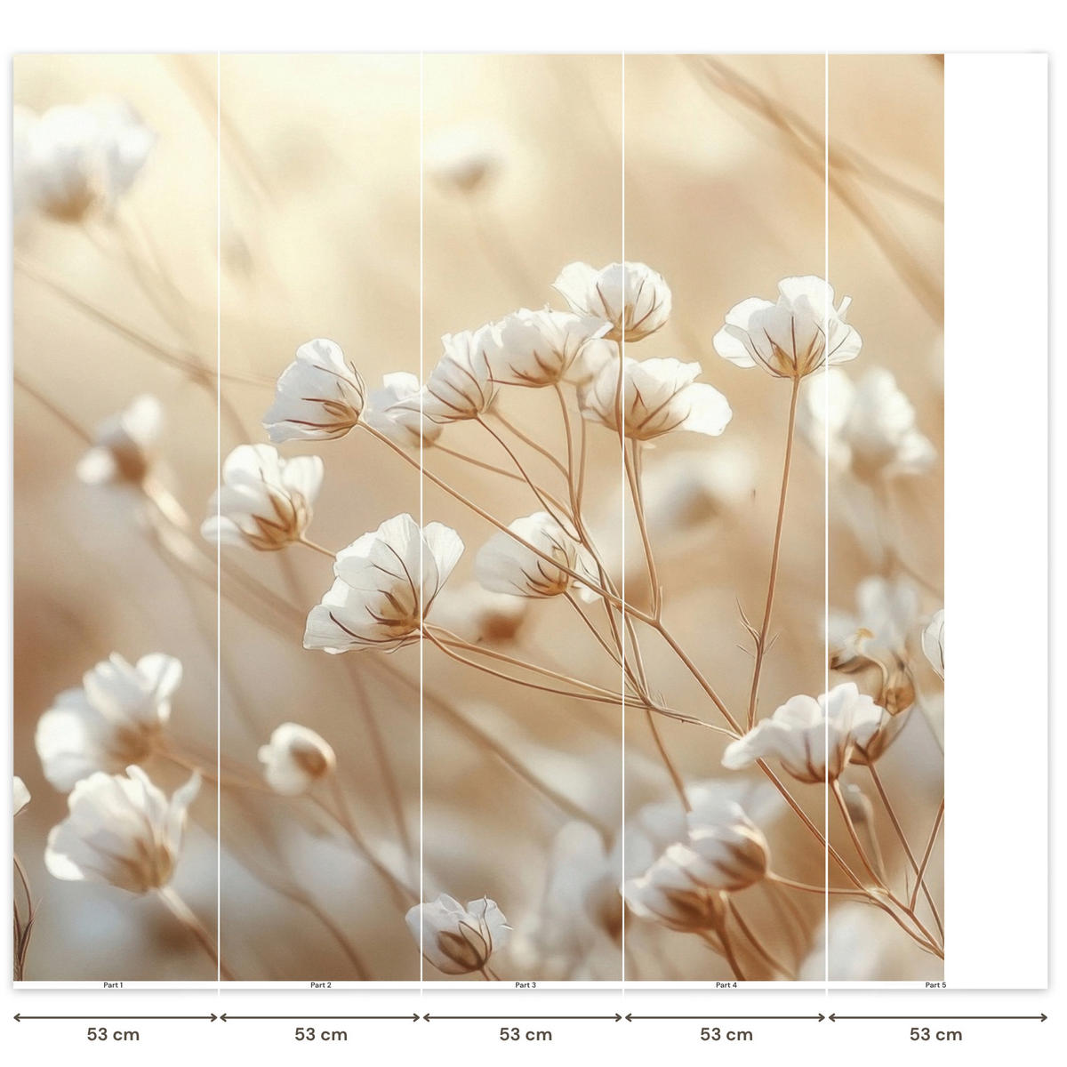 TAPETE - Wild - Blumen - Weiß - 240x220 cm - Creme, Papier (240/220cm) - OnlyWow