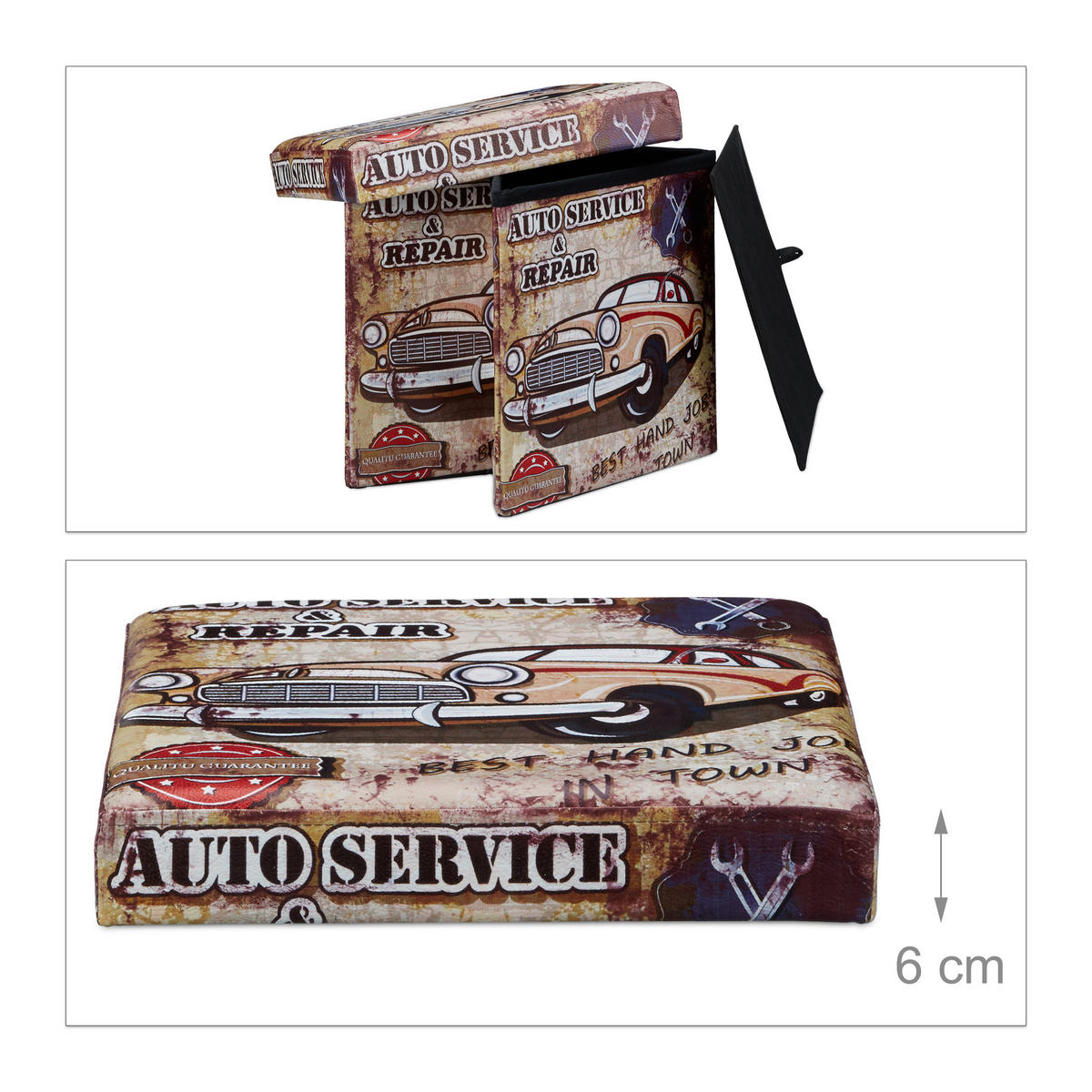 SITZHOCKER - Multicolor, Holzwerkstoff/Kunststoff (38/38/38cm) - Relaxdays