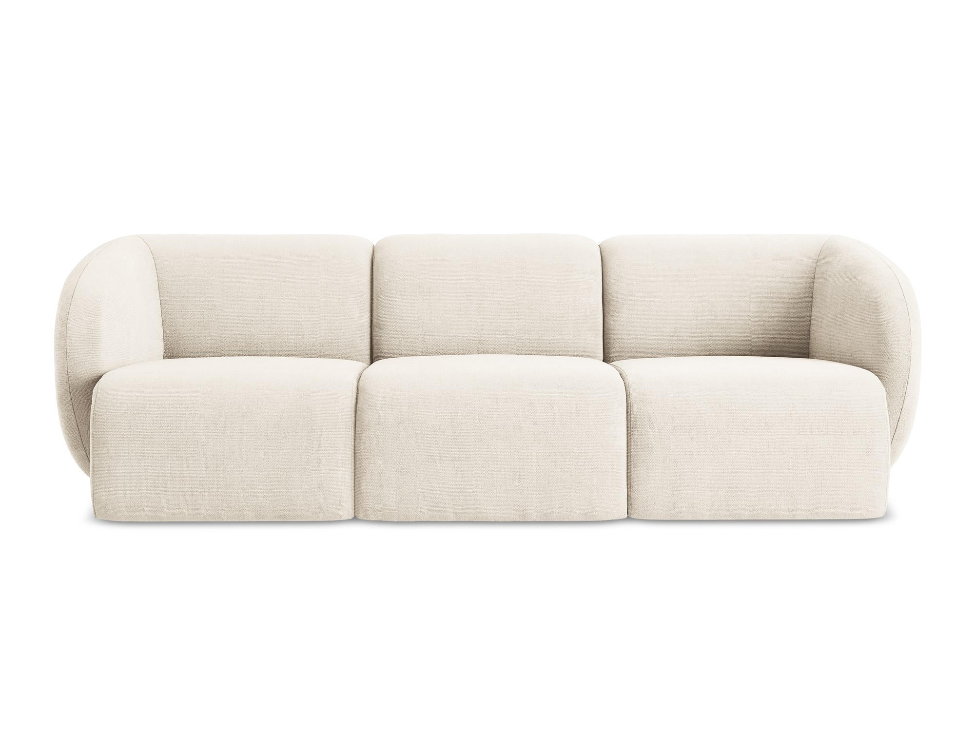 3-SITZER SOFA Chenille Stoff Beige - Creme/Schwarz, Holzwerkstoff/Kunststoff (244/75/94cm) - Makamii