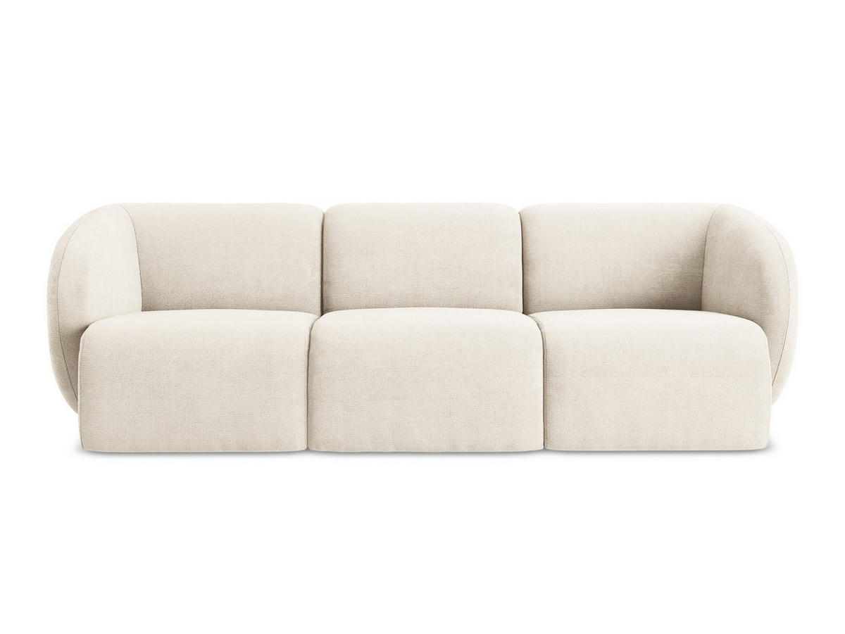 3-SITZER SOFA Chenille Stoff Beige - Creme/Schwarz, Holzwerkstoff/Kunststoff (244/75/94cm) - Makamii