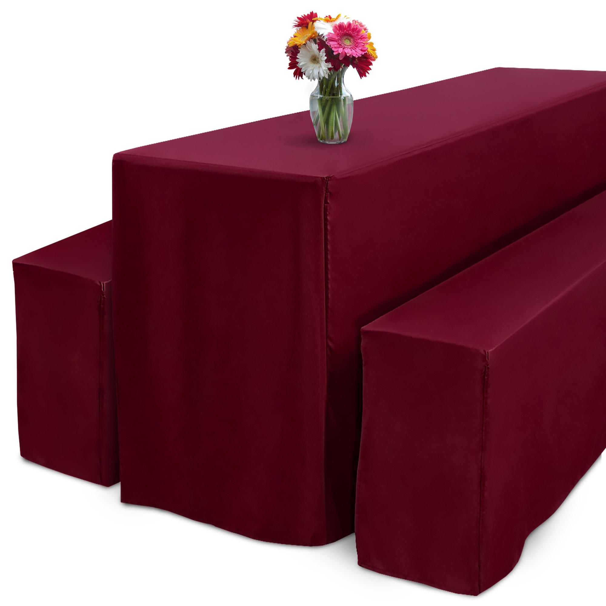 BIERTISCHHUSSE Premium L 50 cm Bordeaux 3tlg - Bordeaux, Kunststoff/Textil (50/220cm) - Beautissu 