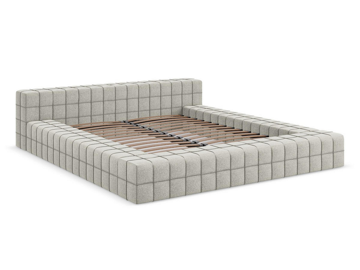 POLSTERBETT mit Lattenrost 220x260 Beige - Beige/Schwarz, Kunststoff/Textil (160/200cm) - Makamii