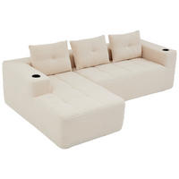 ECKSOFA DE-35203 mit 3 Kissen Beige - Beige, Textil (163/258cm) - ComfortXL