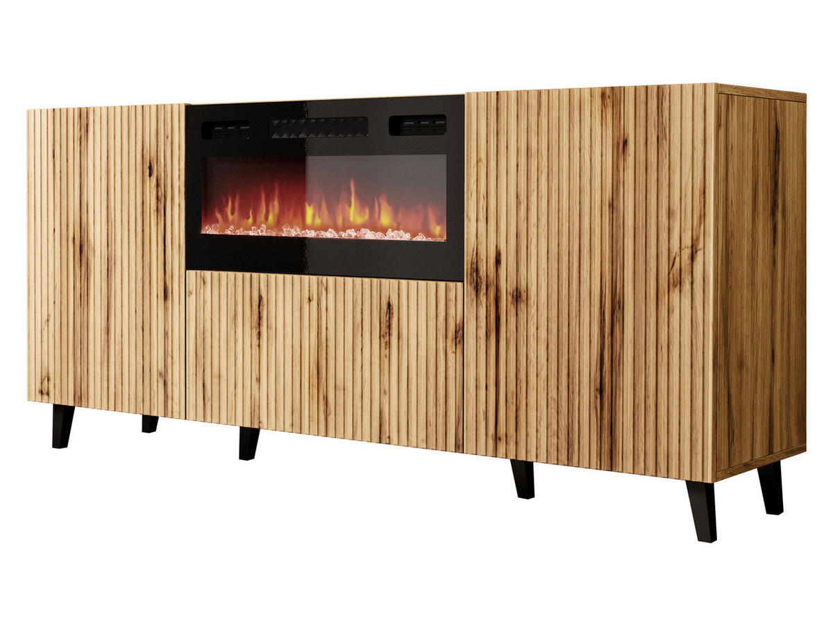 KOMMODE Vamos 180 mit Kamin - Schwarz/Braun, Holzwerkstoff/Kunststoff (181/82/42cm) - MIRJAN24