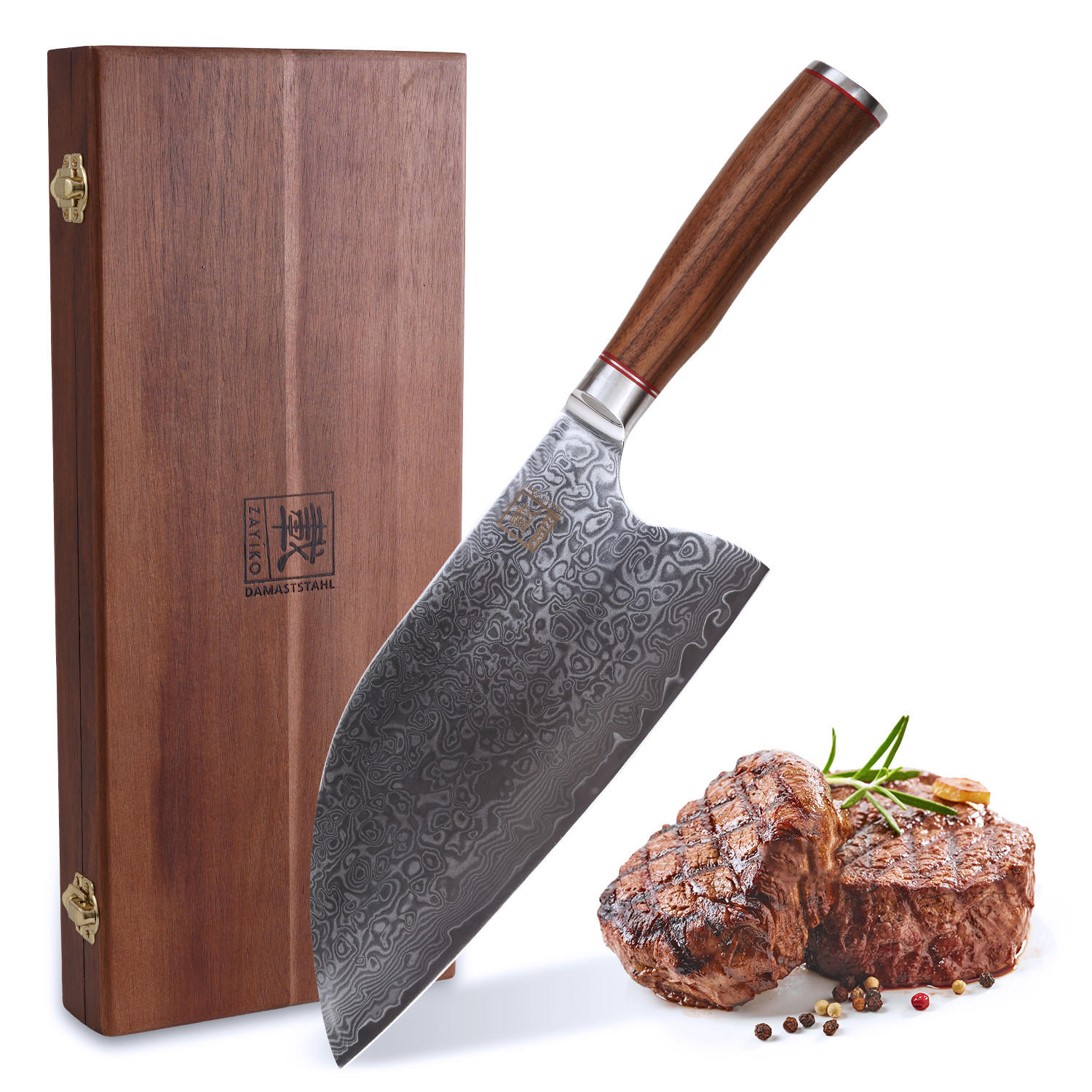 CHAI-DAO-KOCHMESSER 20 cm - Nussbaumfarben, Holz/Metall (34cm) - Zayiko