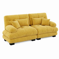 SOFA modular Chenille Yellow mit 4 Kissen - Gelb, Kunststoff (77/81/220cm) - Meubliv
