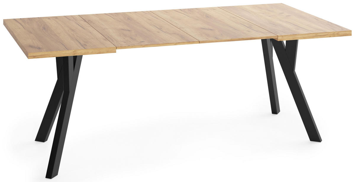 STÔL Clover Štvorcový Rozkladací s Čiernymi Bukovými Nohami – Dub Craft – 90 x 90 / 190 cm - hnedá/čierna, drevo/kompozitné drevo (90/190/76.5cm) - WFL GROUP