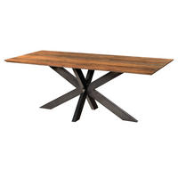 ESSTISCH Akazie 220x100x74 natur lackiert / Epoxid schwarz, Kreuzgestell anthrazit glänzend EPOXY - Naturfarben, Holz (220/100/74cm) - Massivmoebel24