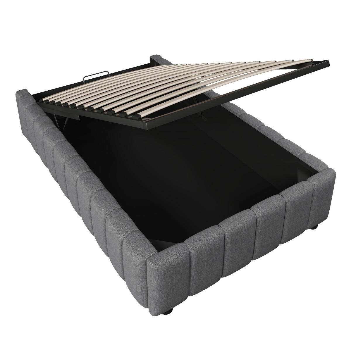 POLSTERBETT 90/200 cm mit hydraulischem Stauraum und kopfteillosem Design, Grau - Grau, Textil (90/200cm) - Redom