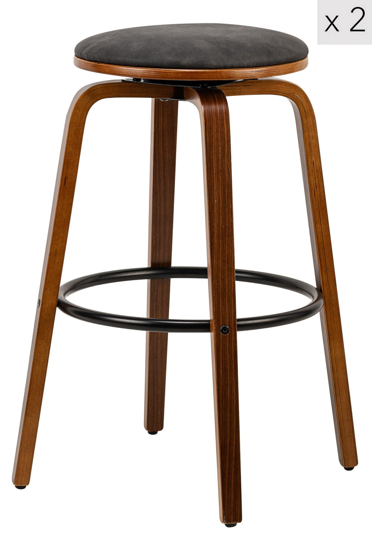 BARHOCKER 2er-Set Kunstleder Schwarz - Schwarz, Textil (40/70/40cm) - Nordlys