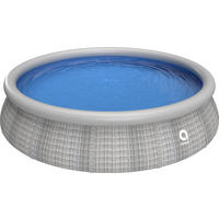 POOL Aufstellpool Prompt Set rund 396 x 84 cm rattan-grau ohne Filterpumpe - Grau, Kunststoff (396/84/396cm) - Avenli