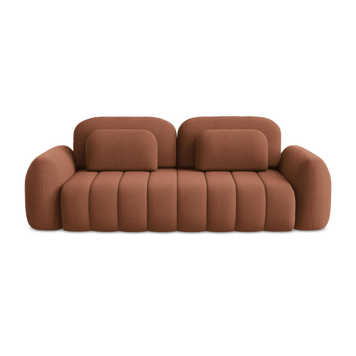3-SITZER SOFA mit Schlaffunktion Bouclé Stoff Orange - Terracotta/Schwarz, Holzwerkstoff/Kunststoff (266/95/121cm) - LaMiaSofa